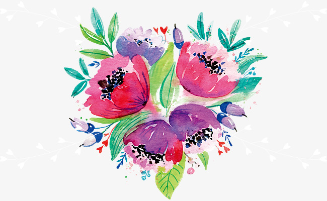 650x400 Romantic Watercolor Flowers, Vector Png, Flowers In Clusters