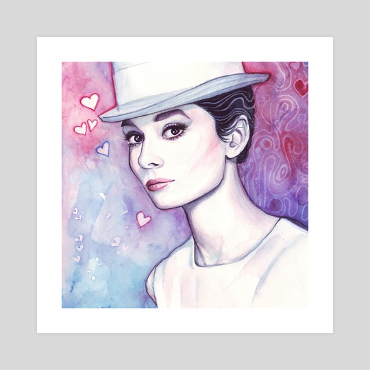 540x540 Audrey Hepburn Romantic Watercolor, An Art Print By Olga Shvartsur