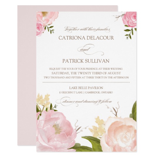 540x540 Romantic Watercolor Flowers Wedding Invitation