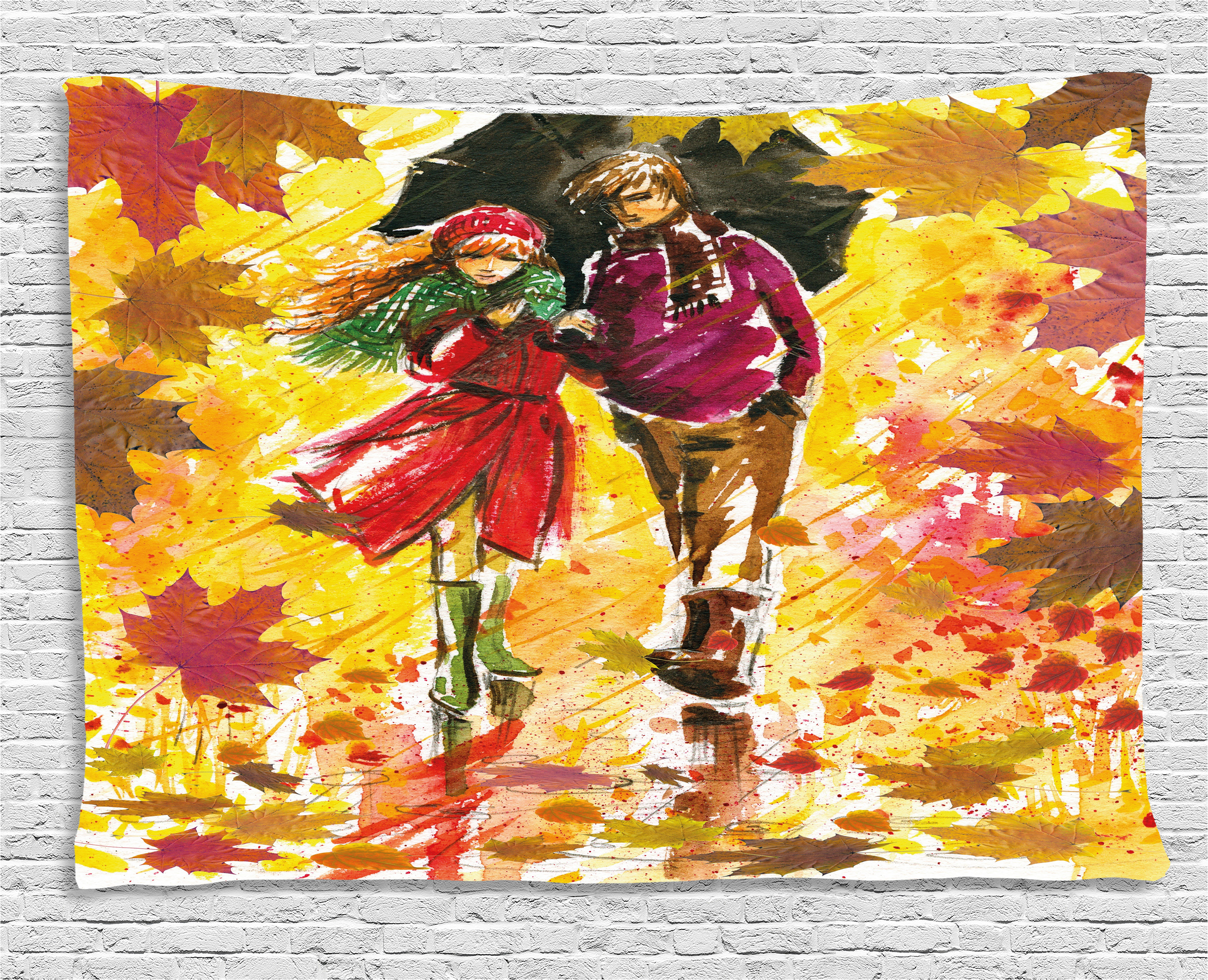 2565x2080 Fall Decor Tapestry, Couple Walking