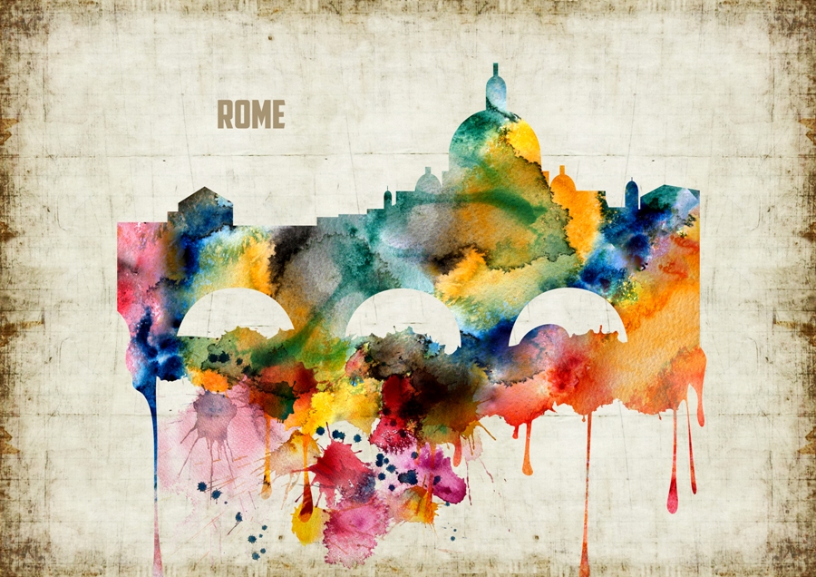 900x636 Rome Watercolor Print