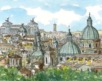 340x270 Rome Watercolor Etsy