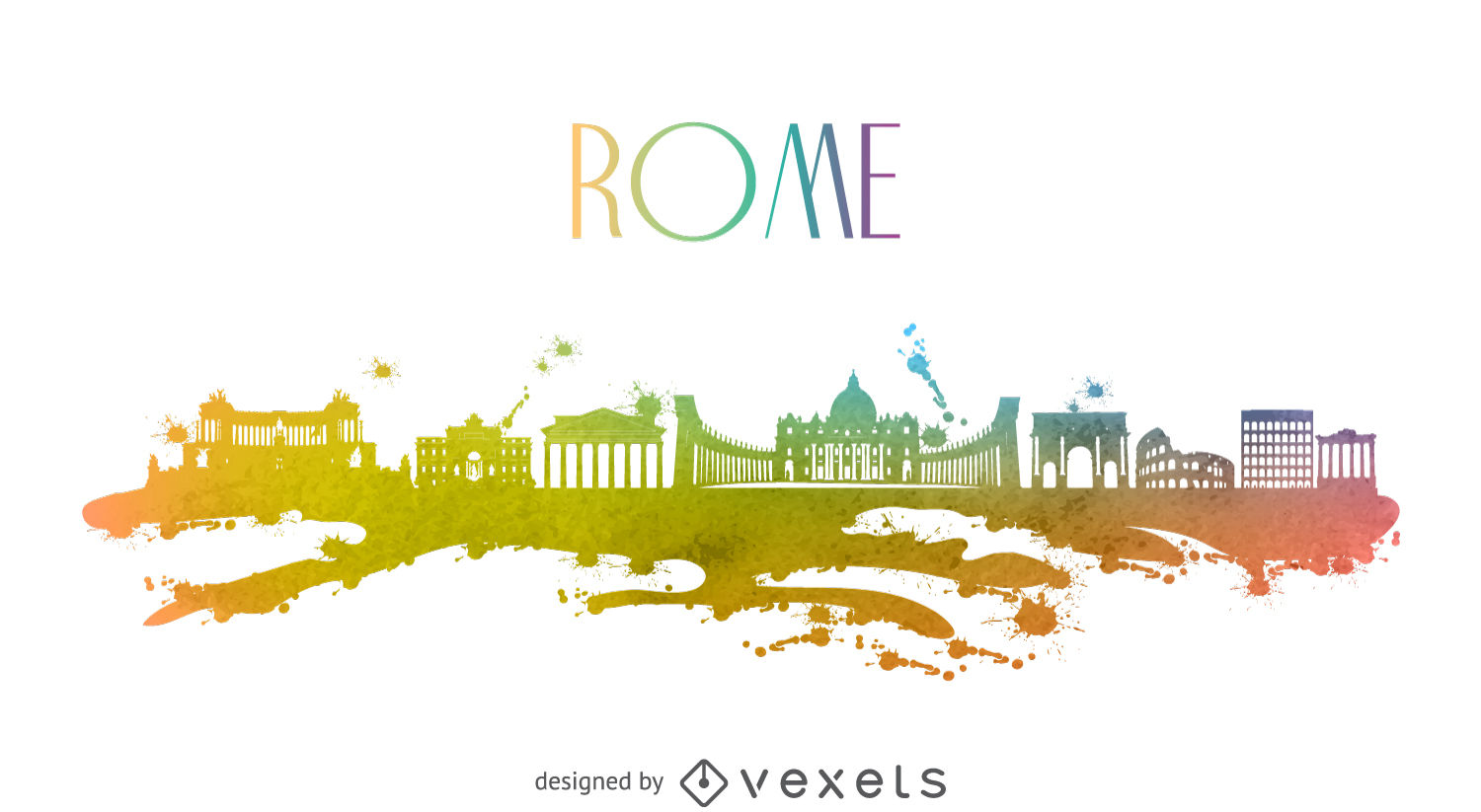 1500x823 Rome Watercolor Skyline