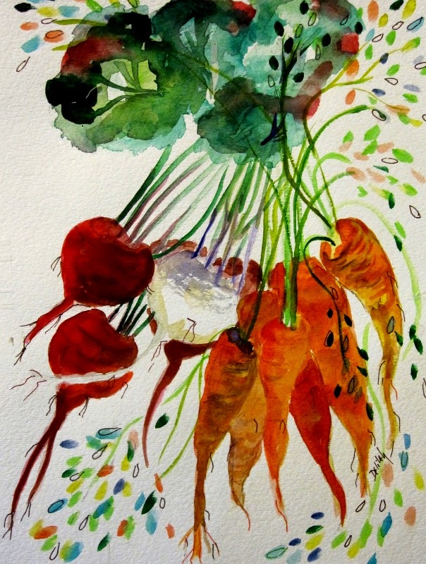 604x800 Roots, Vegetable Watercolor Painting Art On Paper