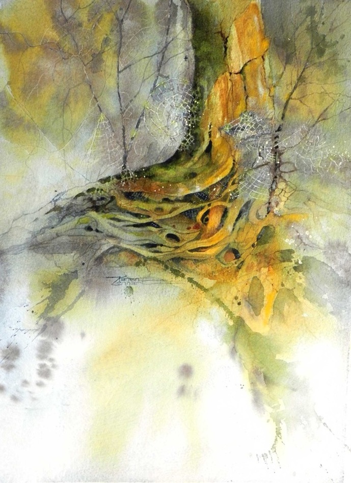 689x949 Roots And Webs Watercolor Painting