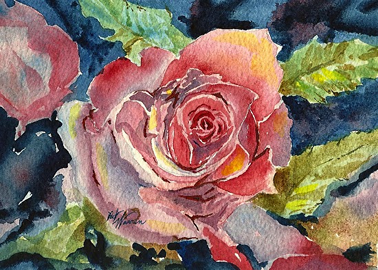 550x394 Watercolor Artists International Floral Art Rose Painting,flower