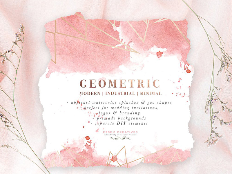 800x600 Rose Gold Geometric Watercolor By Graphics Collection