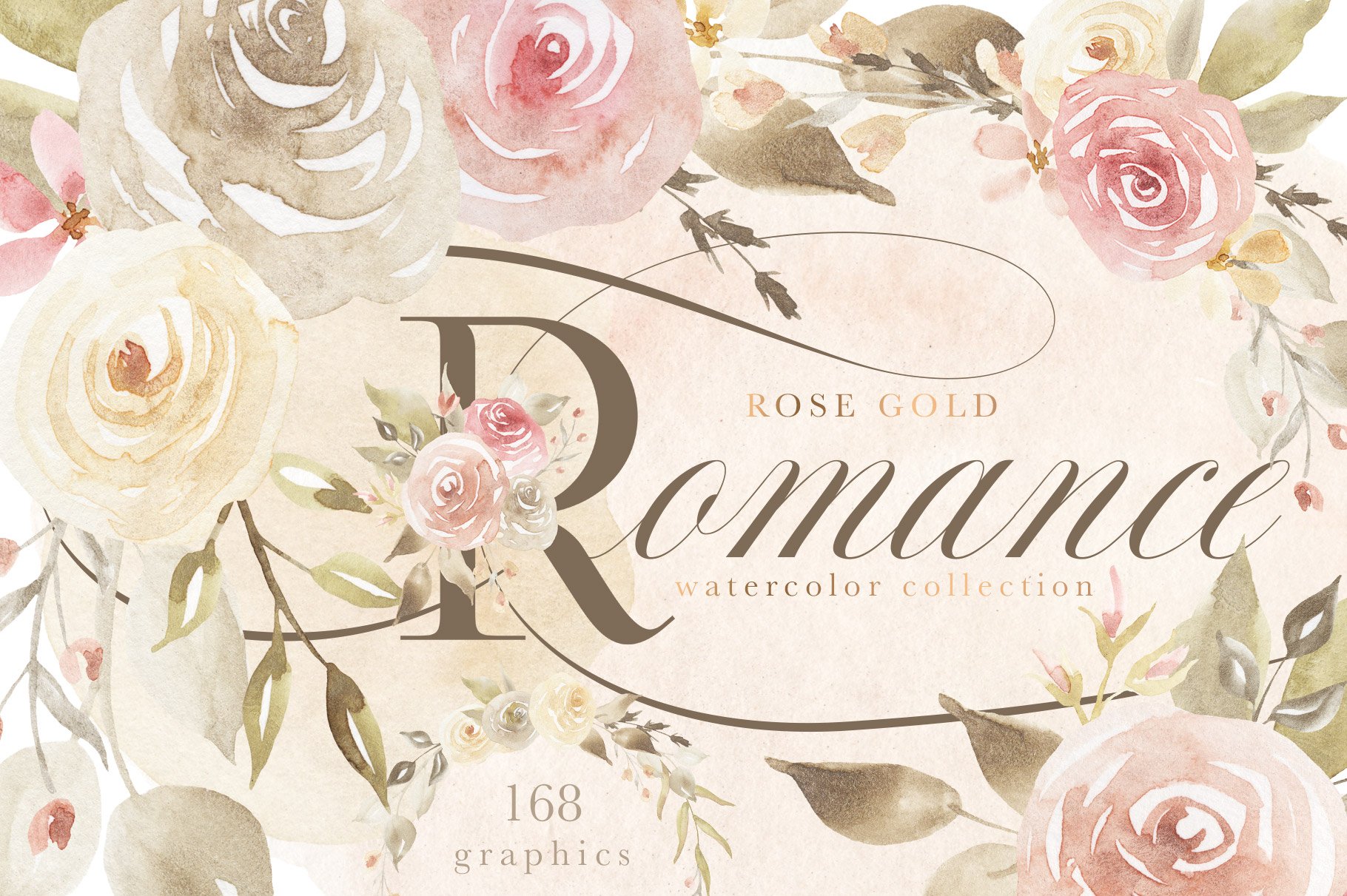 1820x1211 Rose Gold Romance Watercolor Floral Collection