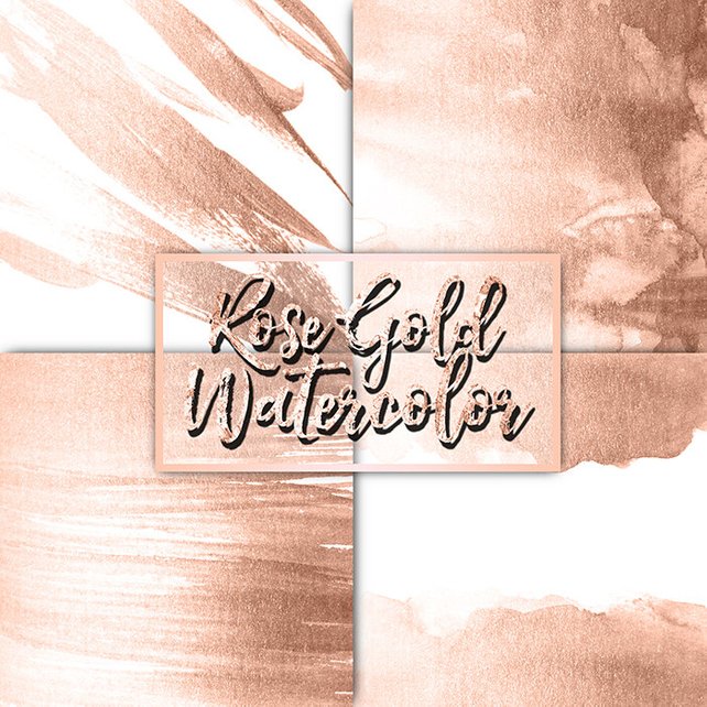 642x642 Rose Gold Watercolor Digital Papers Rose Gold Glitter Etsy