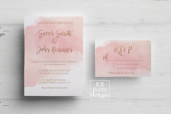 570x379 Rose Gold Wedding Invitation Printable Wedding Invitation Design