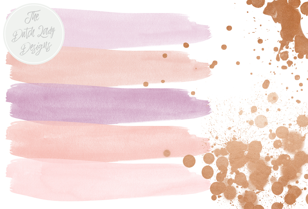 1000x679 Watercolor Smears Amp Ink Splatter Clipart In Blush, Lilac And Rose