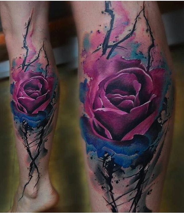 640x739 Beautiful Watercolor Rose Tattoos