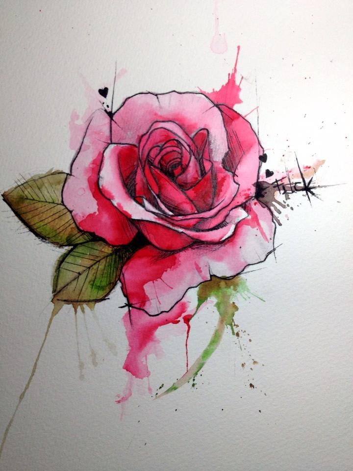 720x960 Gorgeous Watercolor Rose Tattoo. Itd Be A Fun Detail To
