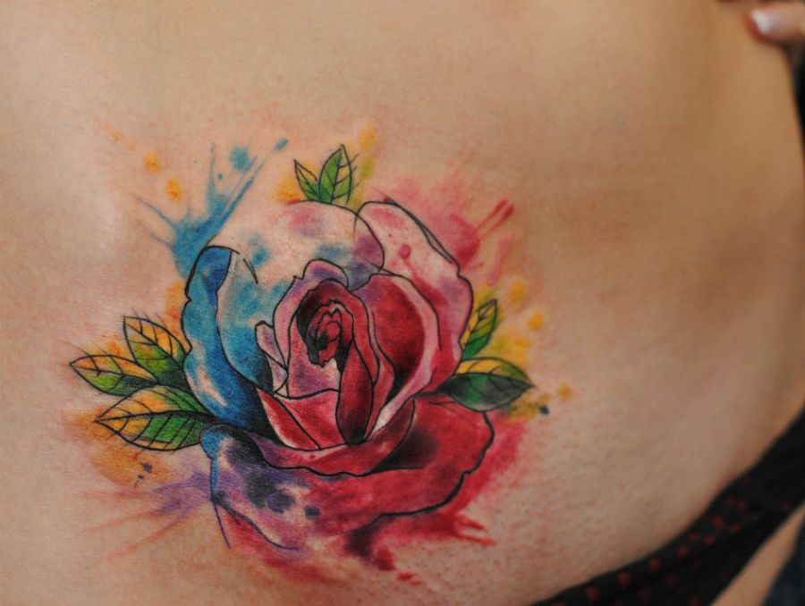 900x678 Watercolor Rose Tattoo 38
