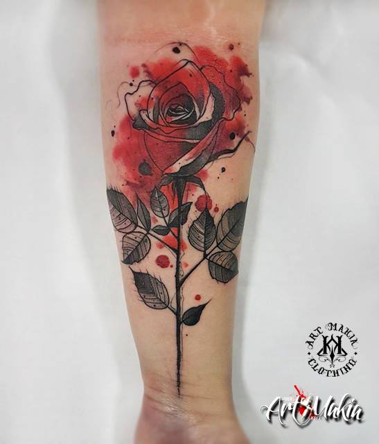 547x640 Watercolour Rose Tattoo By Artmakia
