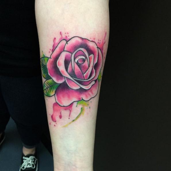 595x594 Watercolor Rose Tattoo