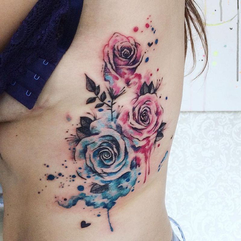 800x800 Watercolor Rose Tattoo By Jessica Damasceno