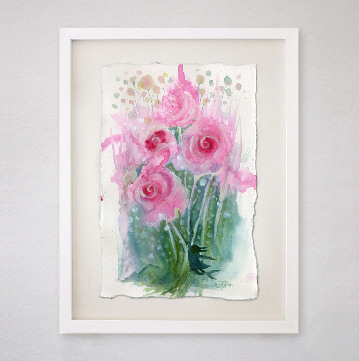 1200x1208 Splendor Of The Roses (Original Ink Amp Watercolor Painting)