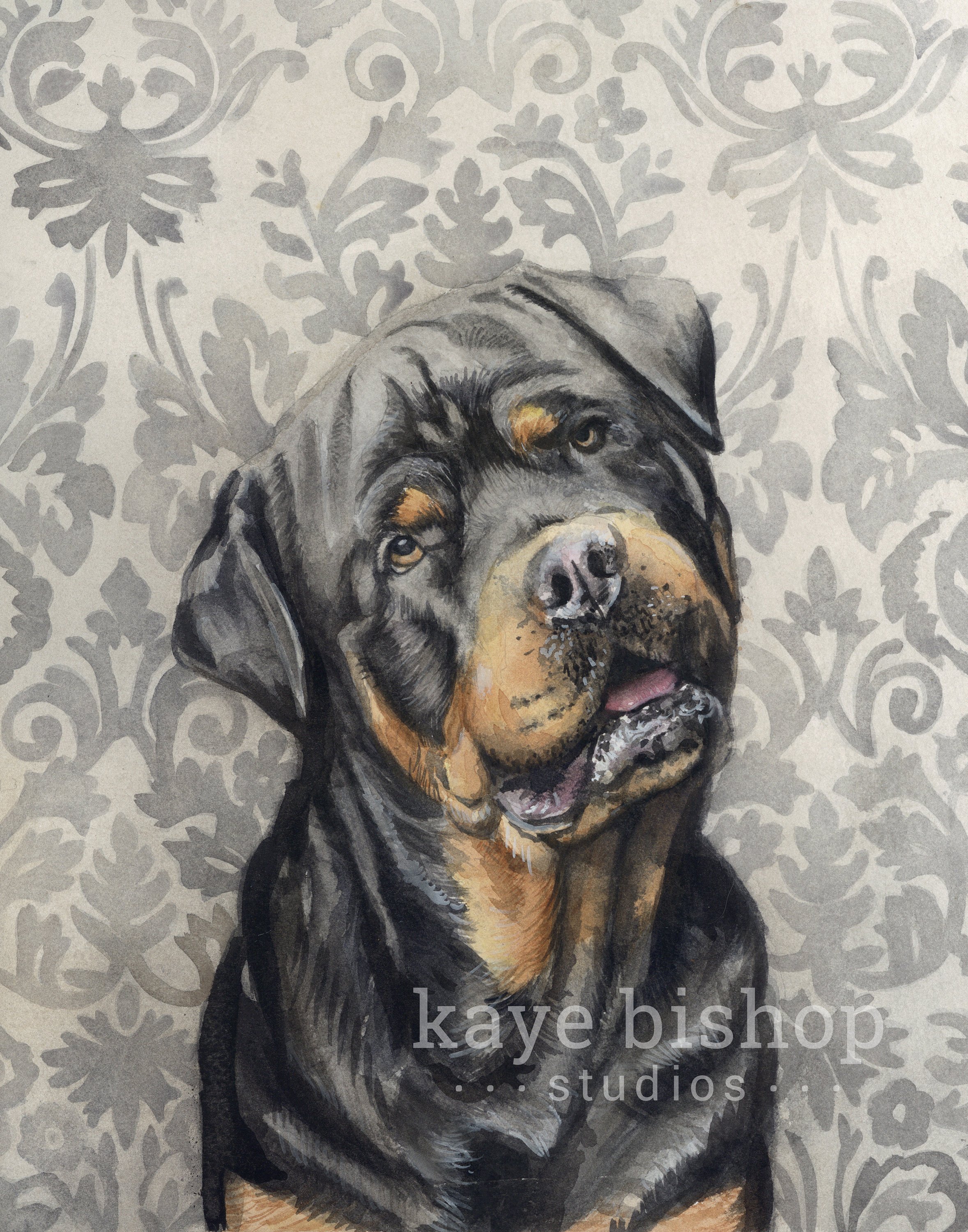 2357x3000 Rottweiler Painting Animal Art Rottweiler Painting Etsy