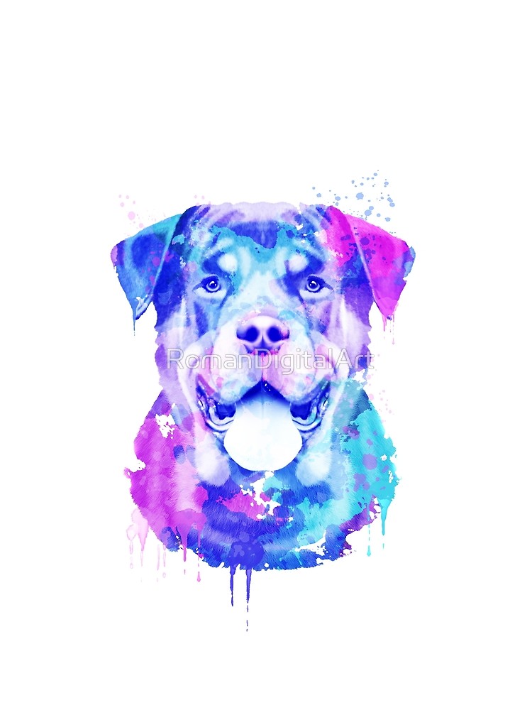 750x1000 Rottweiler Watercolor, Dog Watercolor, Colorful Rottweiler