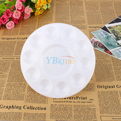 400x400 Professional 10 Well Round Artist Watercolor Paint Mixing Palette