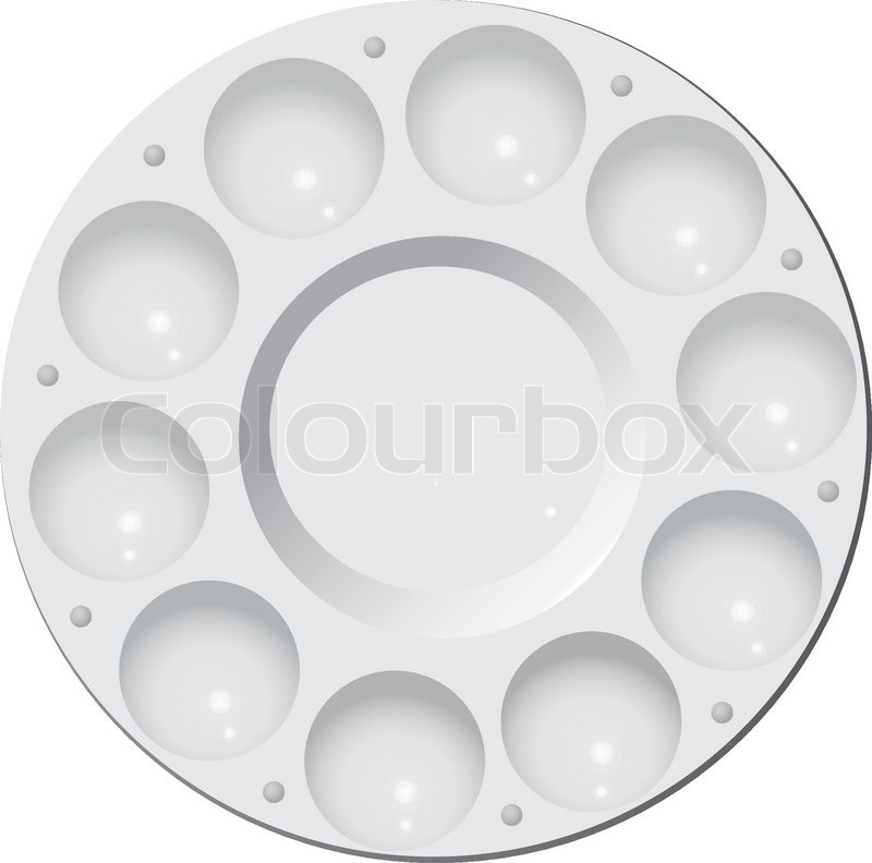 800x792 Round Plastic Palette For Watercolor Painting. Vector Illustration