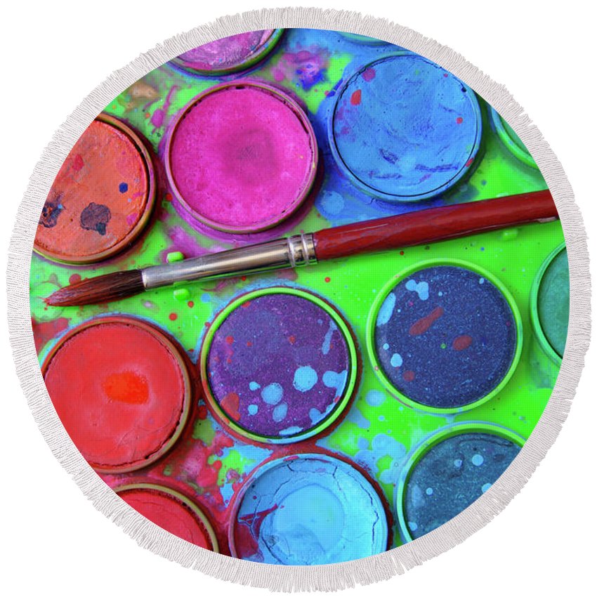 850x850 Watercolor Palette Round Beach Towel For Sale By Carlos Caetano