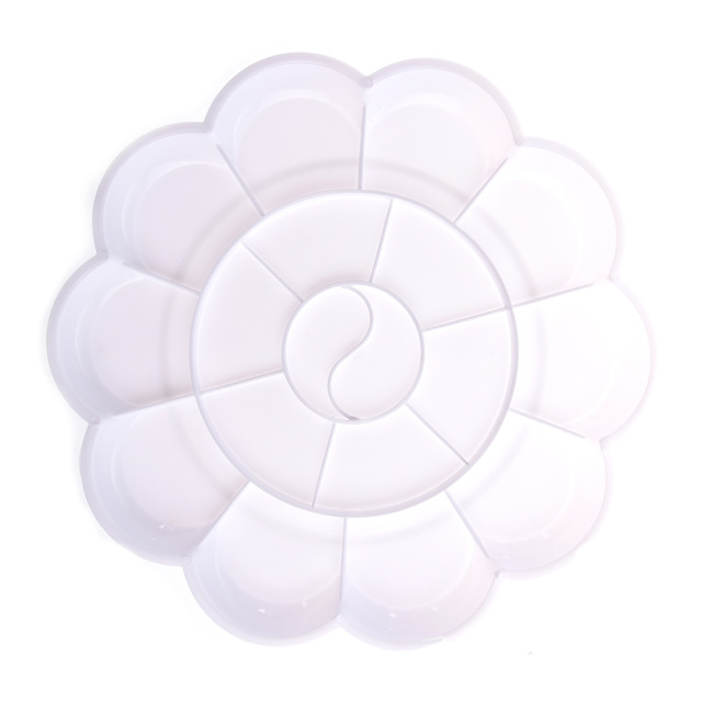 640x640 White Plastic 18 Holes Round Watercolor Paint Tray Color Mixing