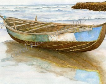 340x270 Row Boat Watercolor Etsy