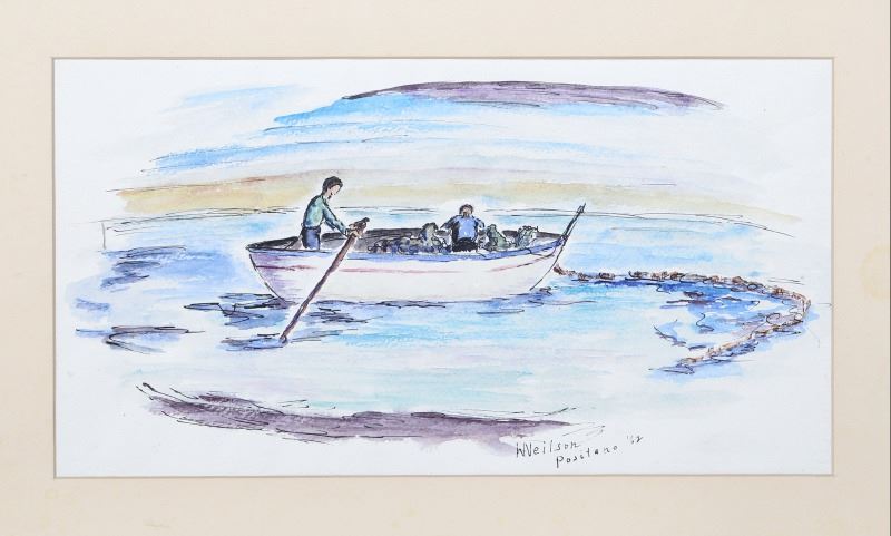 800x481 Winthrop Neilson, Positano (Row Boat), Watercolor Painting