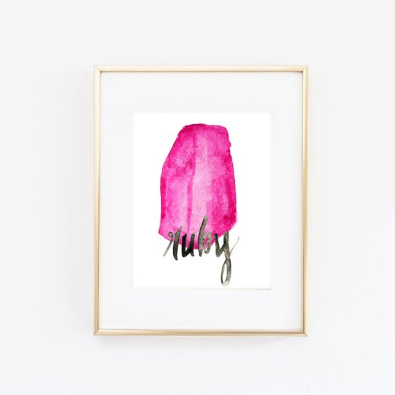 570x570 Ruby Wall Art Gemstone Watercolor Art Watercolor Crystal Etsy