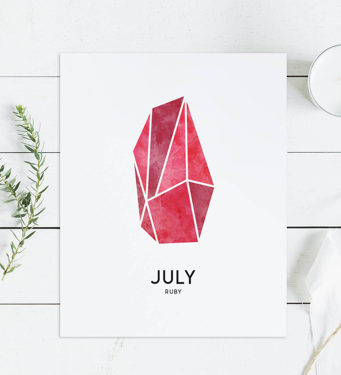 1100x1208 Watercolor Ruby July Month Birthstone Gemstone Printable