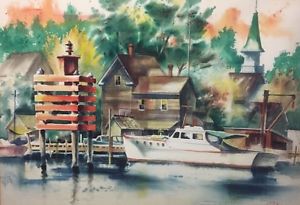 300x205 Nicholas Britsky 1954 Watercolor By Ukrainian American Artist