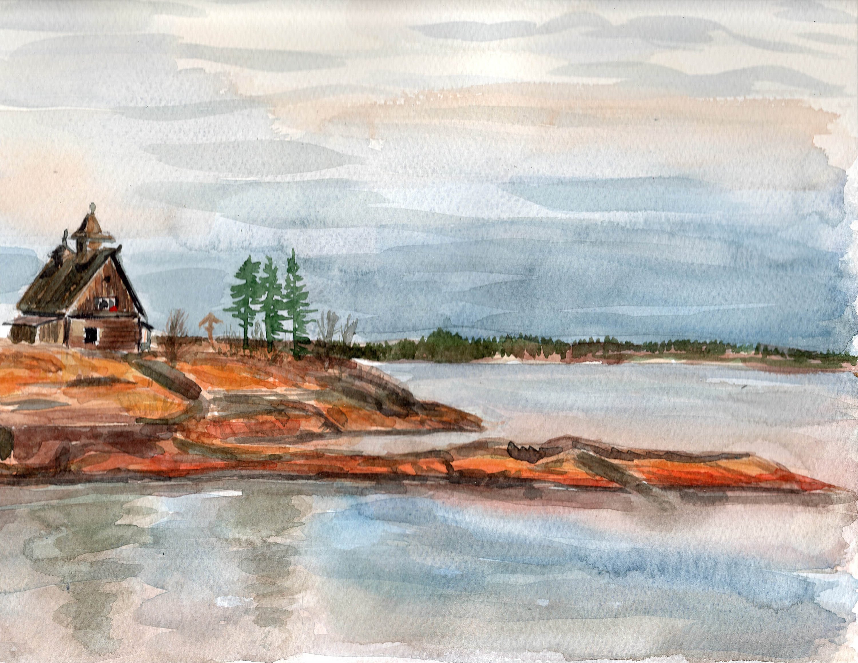 3000x2318 Spring In Russian Countryside Original Watercolor Painting Etsy