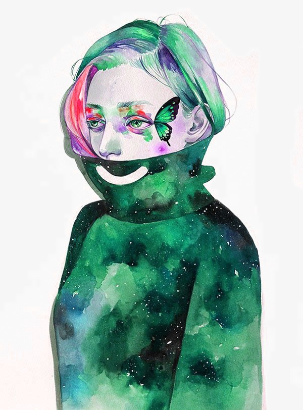 600x812 Sad Watercolor Beauty, Beautiful Watercolor Illustration, Style