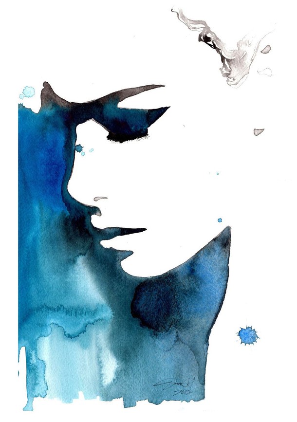 610x867 Watercolor Painting Black And Blue For You By