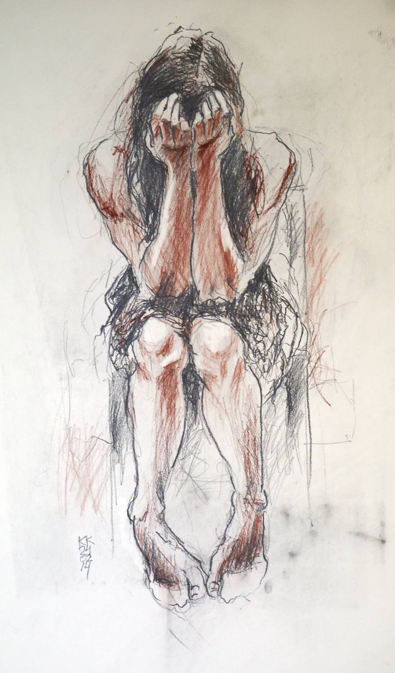 770x1312 Sadness Drawing By Klaas Koster Saatchi Art