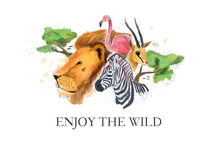 700x490 Safari Wildlife Watercolor Style Vector