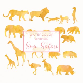 350x350 Watercolor Safari Animals Silhouettes Clip Art