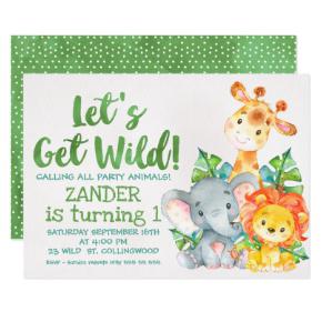 290x290 Watercolor Safari Birthday Invitations Candied Clouds