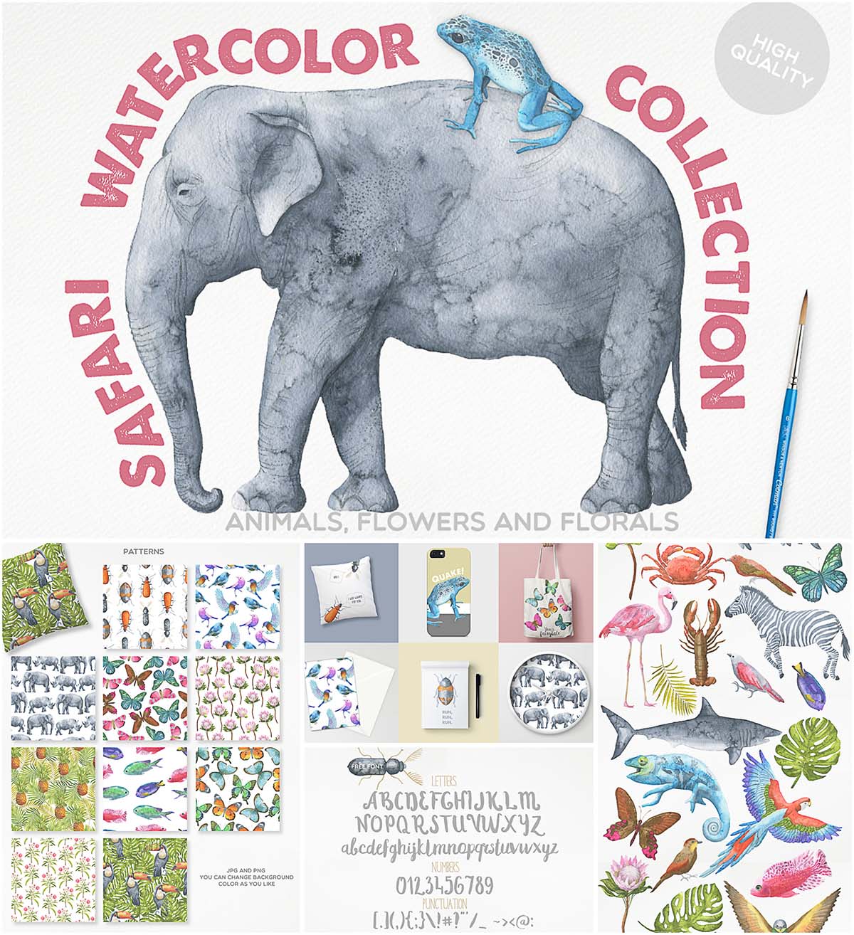 1200x1314 Watercolor Safari Animals Illustration Collection Free Download