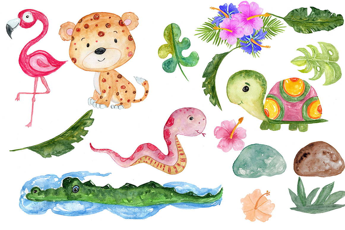 1162x775 Watercolour Safari Animals Clipart By Vivastarkids
