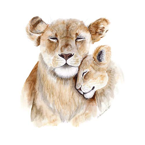 500x500 Mom And Baby Lion Watercolor Nursery Wall Art Print In