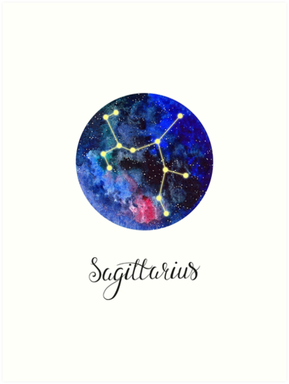 413x549 Sagittarius Constellation Watercolor Galaxy Art Prints By Alena