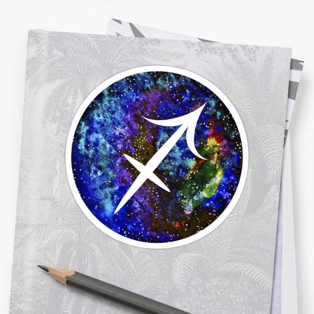 1000x1000 Sagittarius Sign Watercolor Galaxy Stickers By Alena