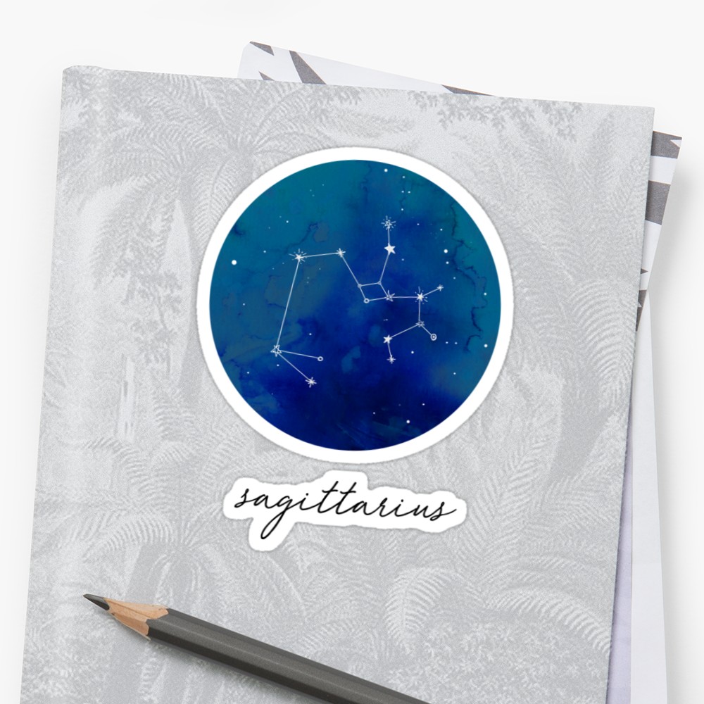 1000x1000 Sagittarius Watercolor Zodiac Constellation Stickers By