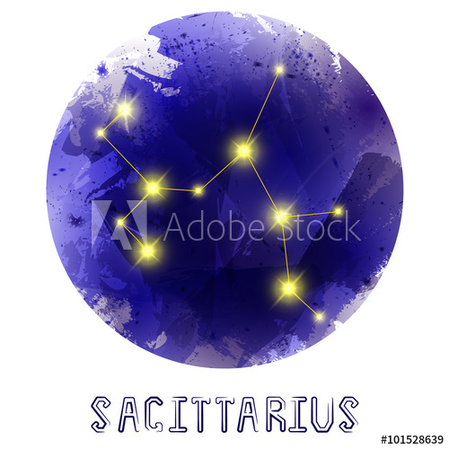 500x500 The Constellation Of Sagittarius. Starry Sky. Dark Watercolor
