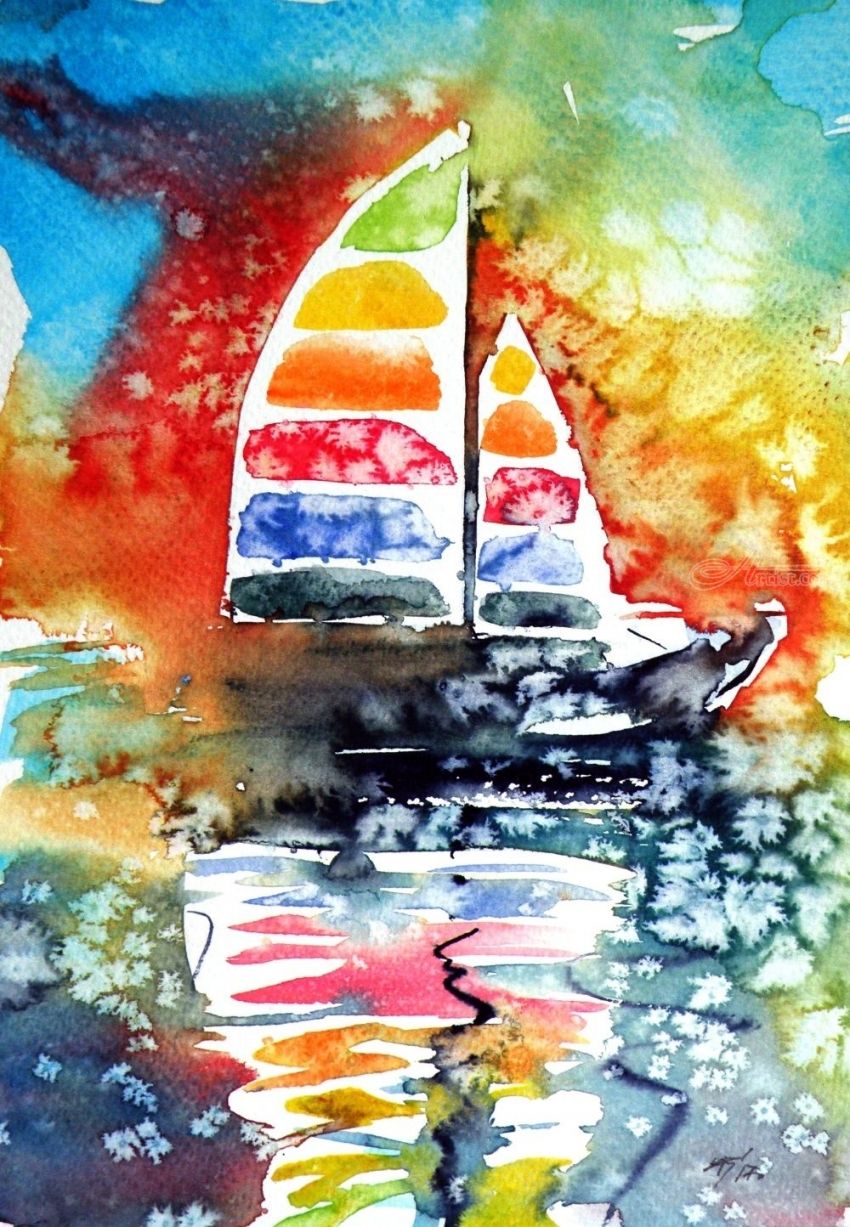 850x1227 Rainbow Sailboat