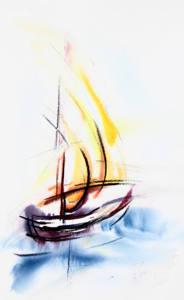 375x611 Just A Boat Painting By Dr Oliver Pfaff Saatchi Art