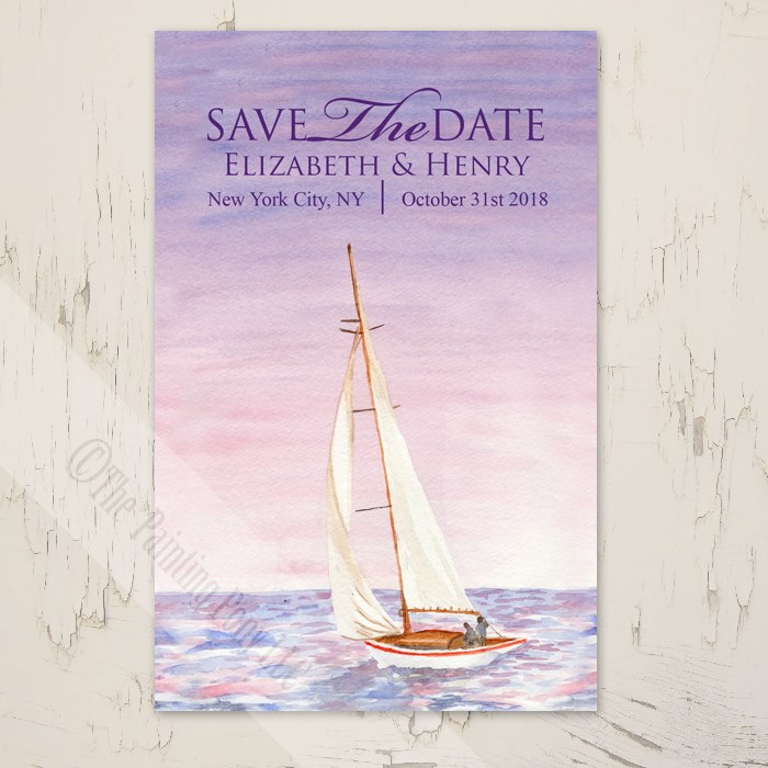 700x700 Sail Boat Watercolor Nautical Wedding Save The Date Postcards (25